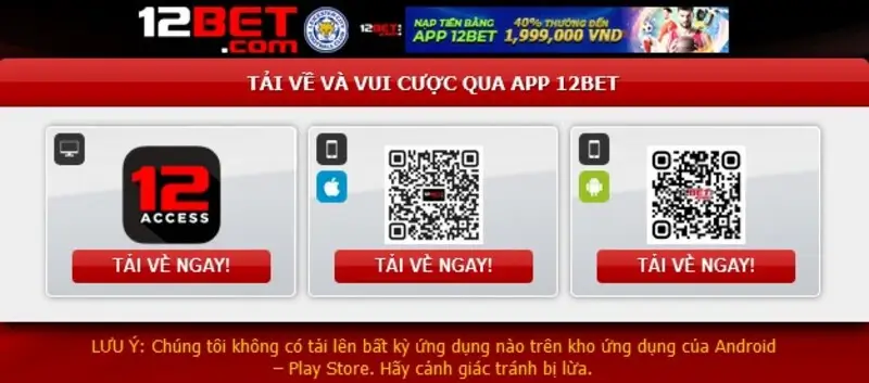 Hướng dẫn tải app 12bet 2024