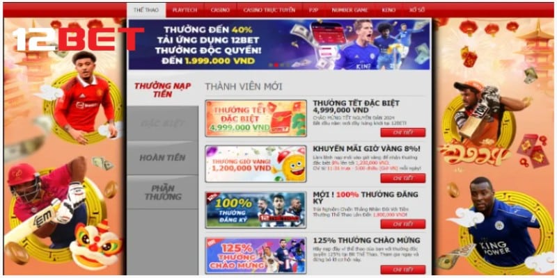 Thành viên VIP nhận khuyến mãi tại 12bet cực khủng